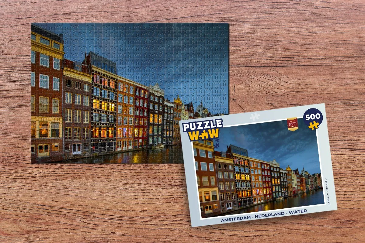 PuzzleWow Amsterdam Water Legpuzzel 500 Stuks - Multicolor