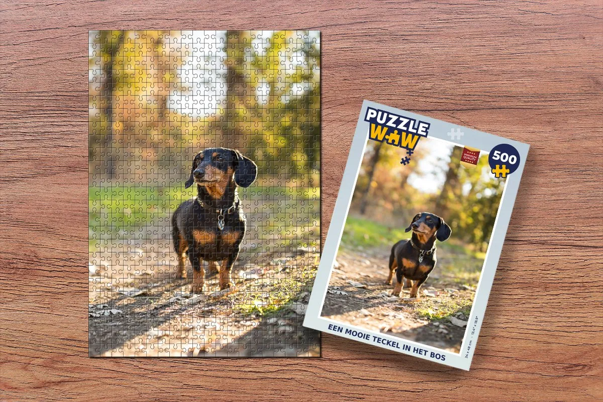PuzzleWow Legpuzzel Een mooie Teckel in het bos 500 Stuks - Multicolor