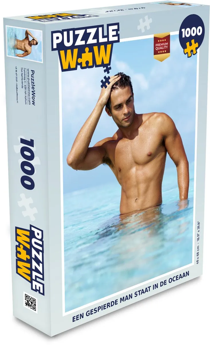 PuzzleWow Legpuzzel 1000 Stuks - Gespierde Man in Oceaan - Multicolor