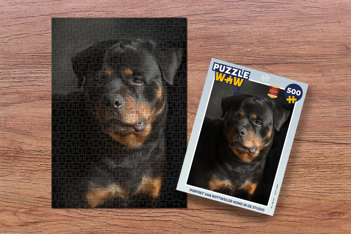 PuzzleWow Legpuzzel Portret Rottweiler 500 Stuks - Multicolor
