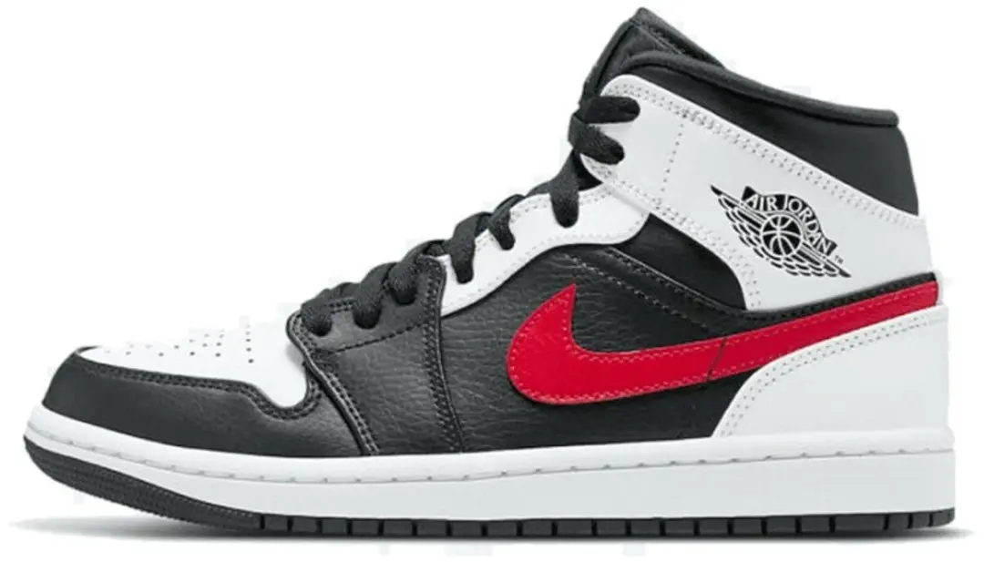 Nike Air Jordan 1 Mid, Black/Chile-Red-White, EUR 44