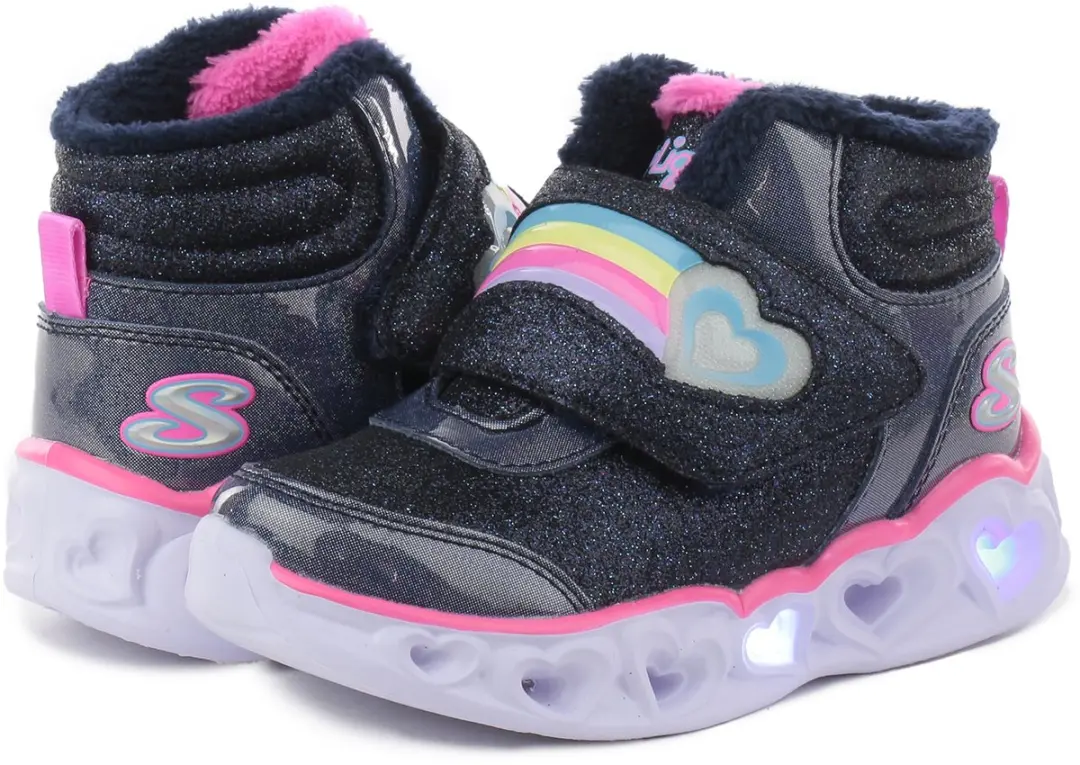 SKECHERS HEART LIGHTS BRILLIANT RAINBOW Skechers Kindersneakers Unisex Zwart Maa