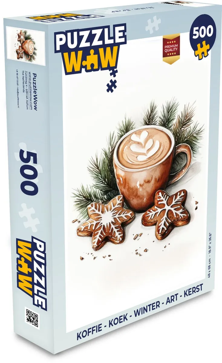 PuzzleWow Kerst Puzzel 500 Stuks - Koffie/Kerst