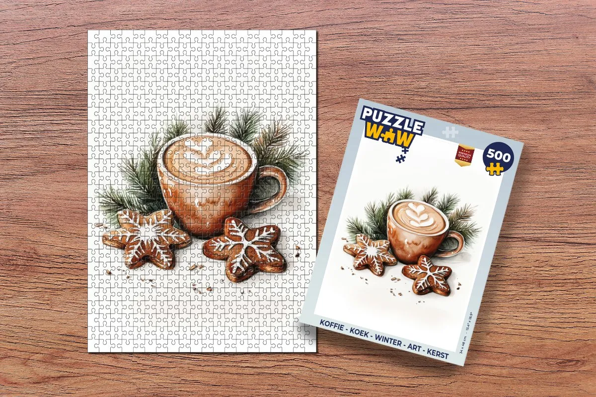 PuzzleWow Kerst Puzzel 500 Stuks - Koffie/Kerst