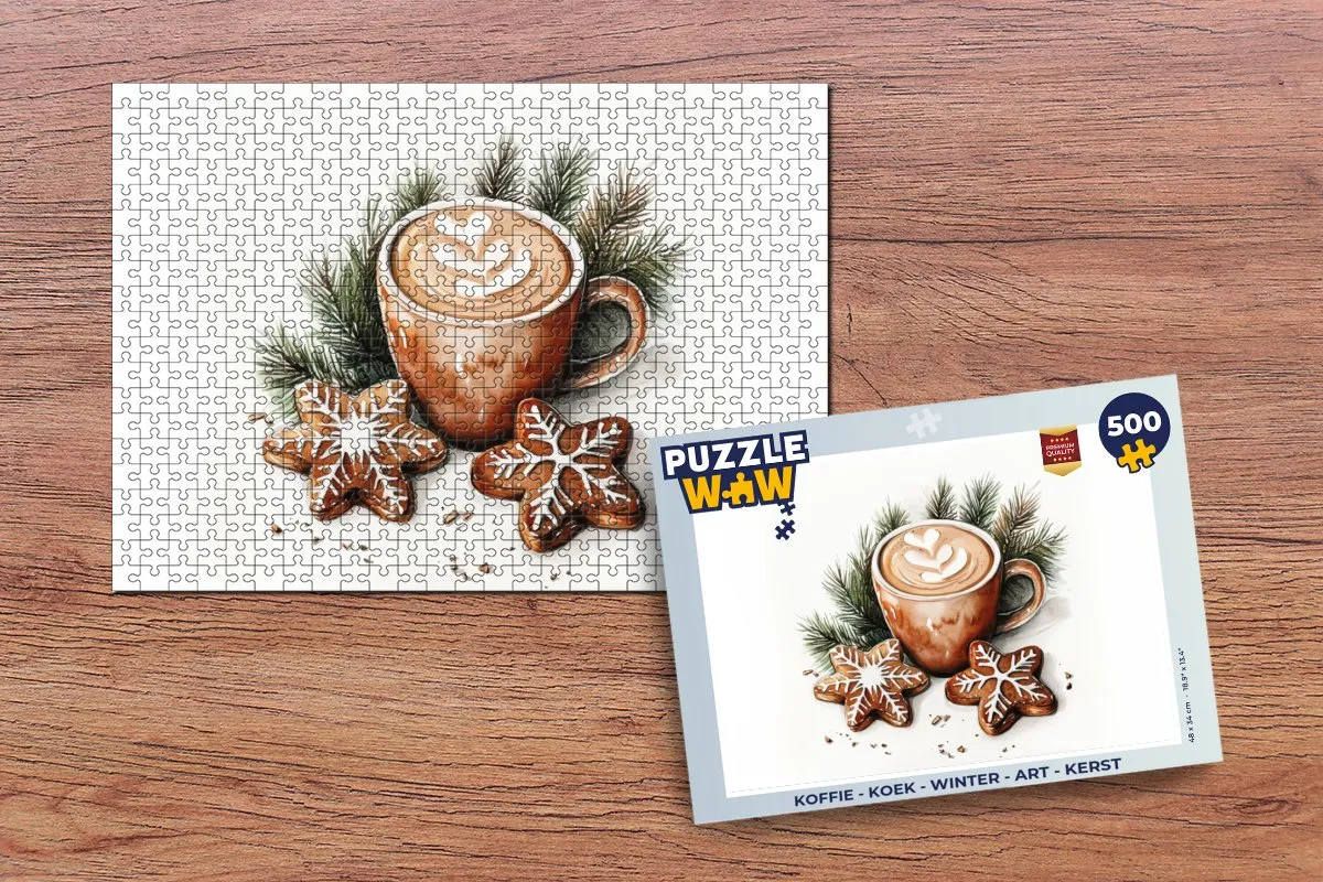 PuzzleWow Kerst Puzzel 500 Stuks - Koffie/Kerst
