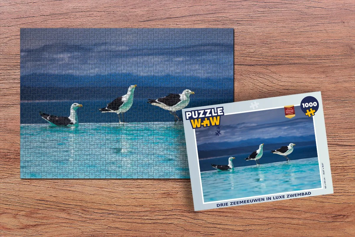 PuzzleWow Meeuwen Vogels Zwembad Legpuzzel 1000 Stuks - Multicolor