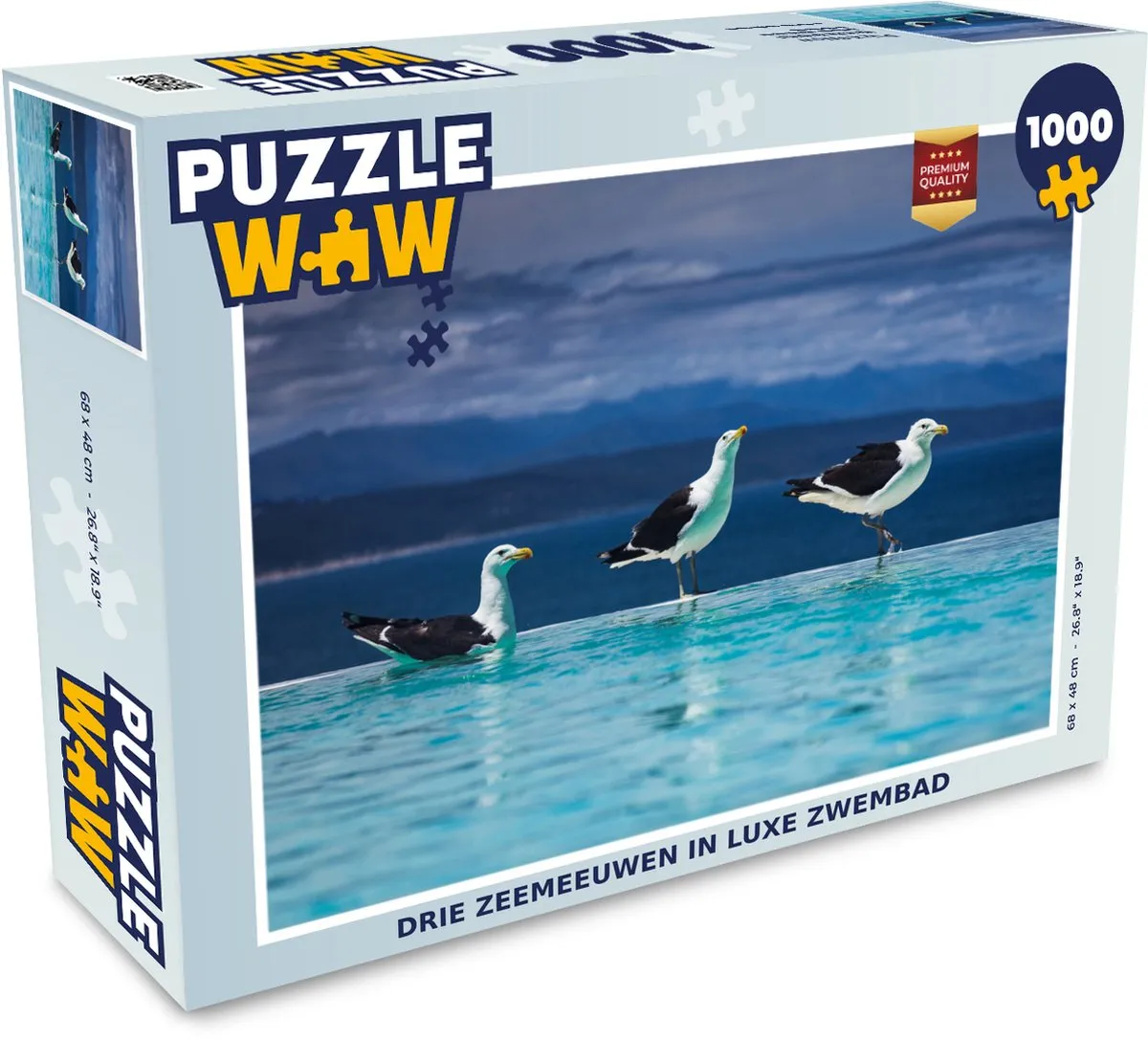 PuzzleWow Meeuwen Vogels Zwembad Legpuzzel 1000 Stuks - Multicolor