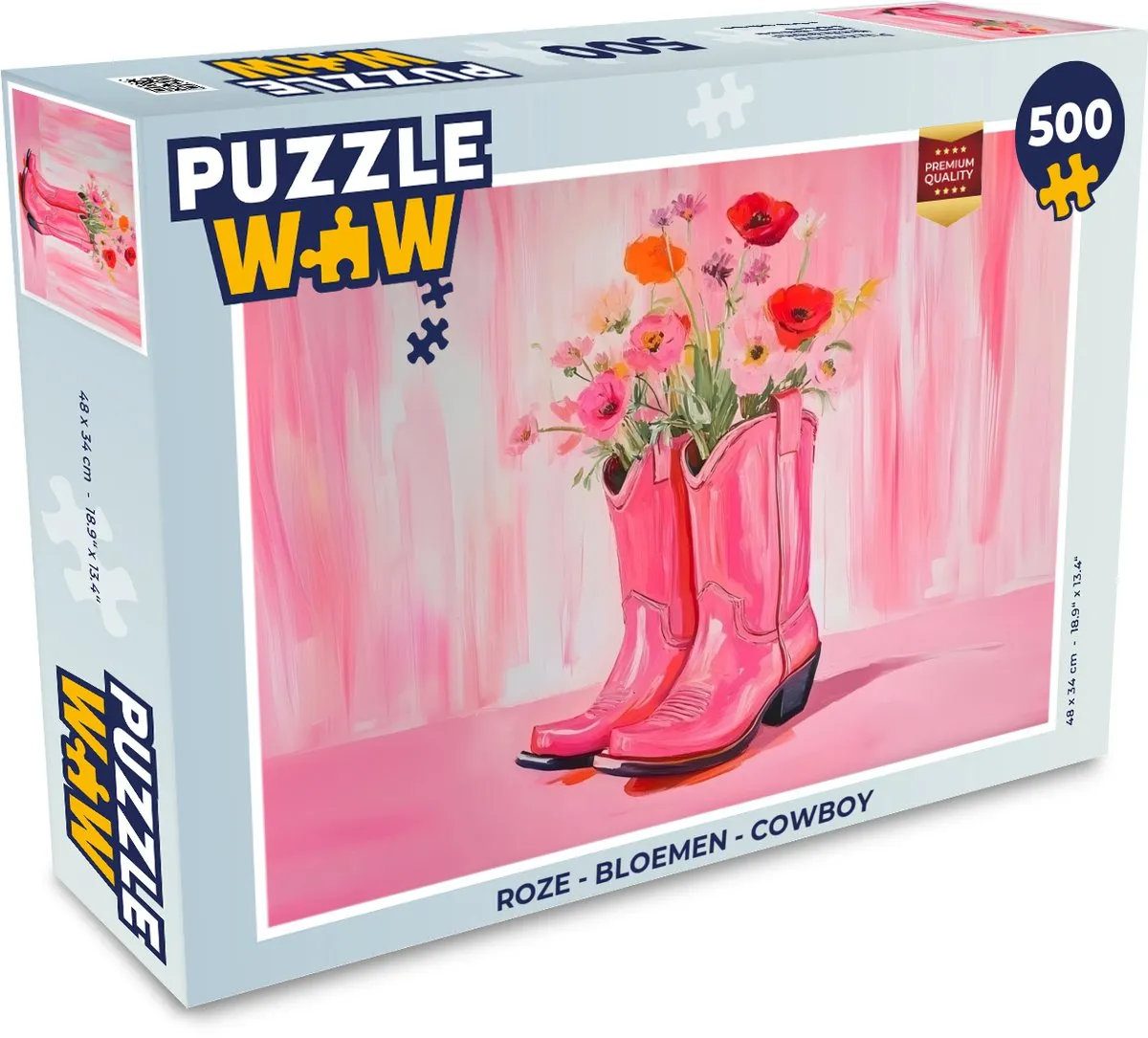 PuzzleWow Roze Bloemen Cowboy Legpuzzel 500 Stuks
