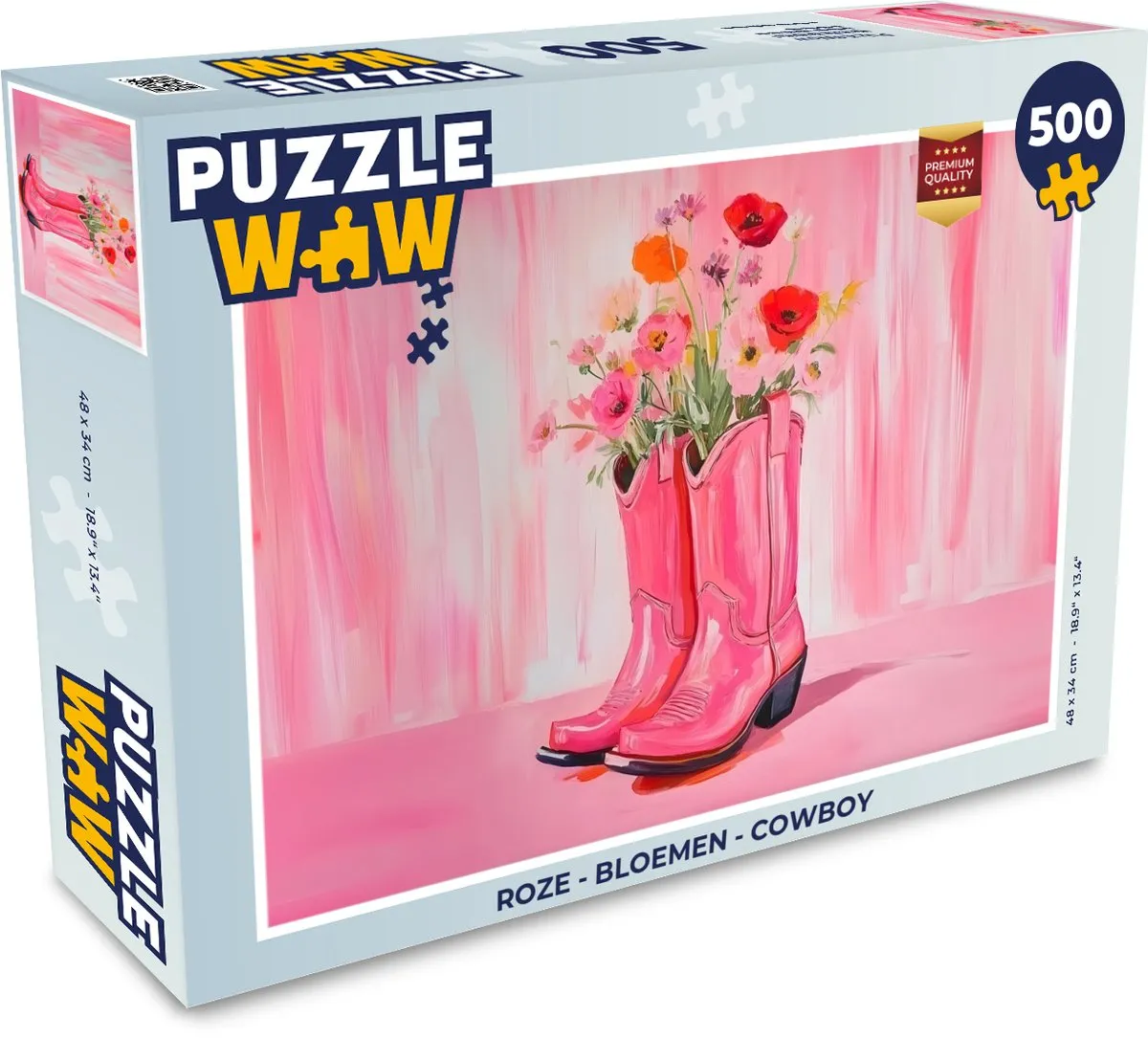 PuzzleWow Roze Bloemen Cowboy Legpuzzel 500 Stuks