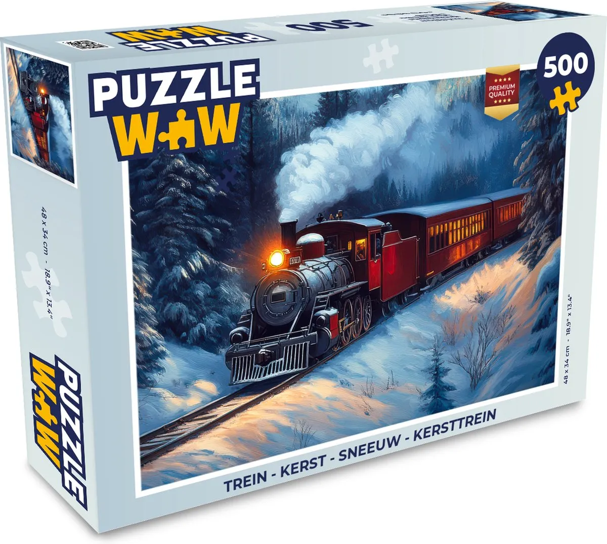 PuzzleWow Kersttrein Legpuzzel 500 Stuks - Stoomtrein
