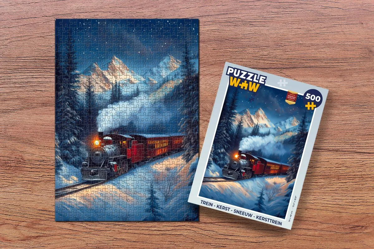 PuzzleWow Kersttrein Legpuzzel 500 Stuks - Stoomtrein