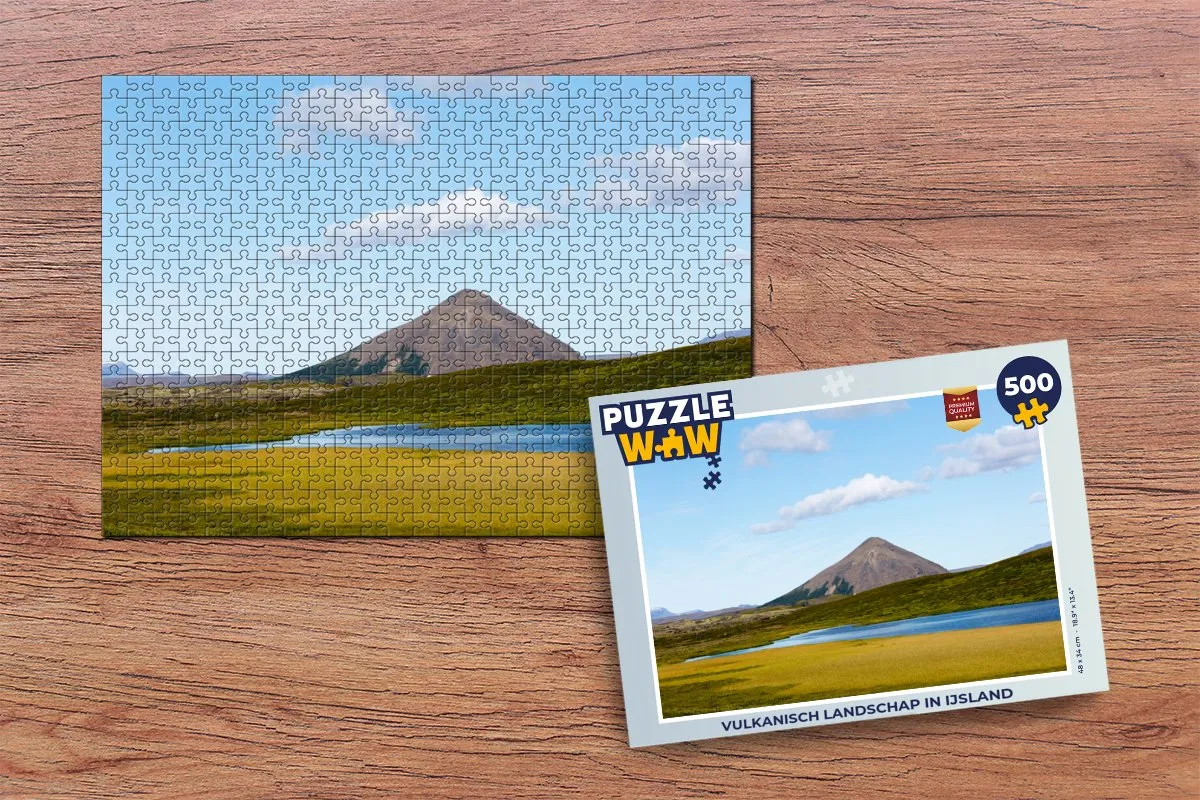 PuzzleWow Vulkanisch Landschap IJsland Legpuzzel 500 Stuks - Multicolor