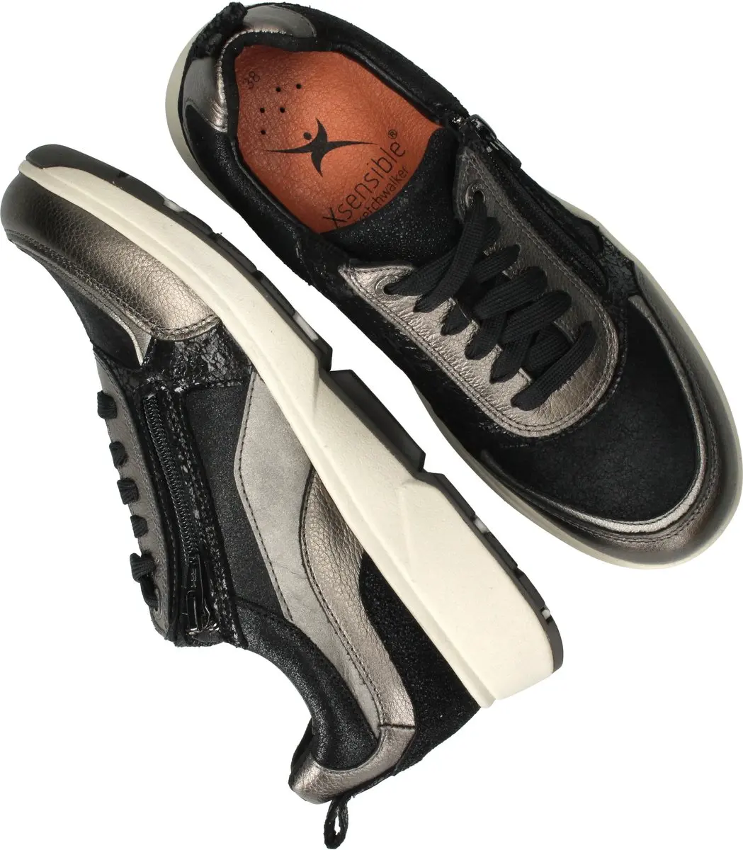 Xsensible Valletta Dames Sneakers - Leer - Zilverkleurig - Maat 42