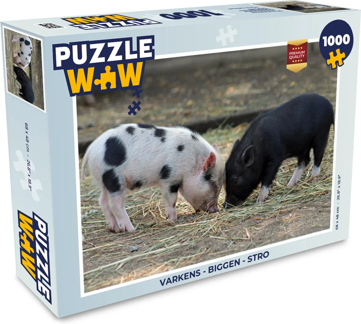 PuzzleWow Varkens Biggen Stro Legpuzzel 1000 Stuks - Multicolor