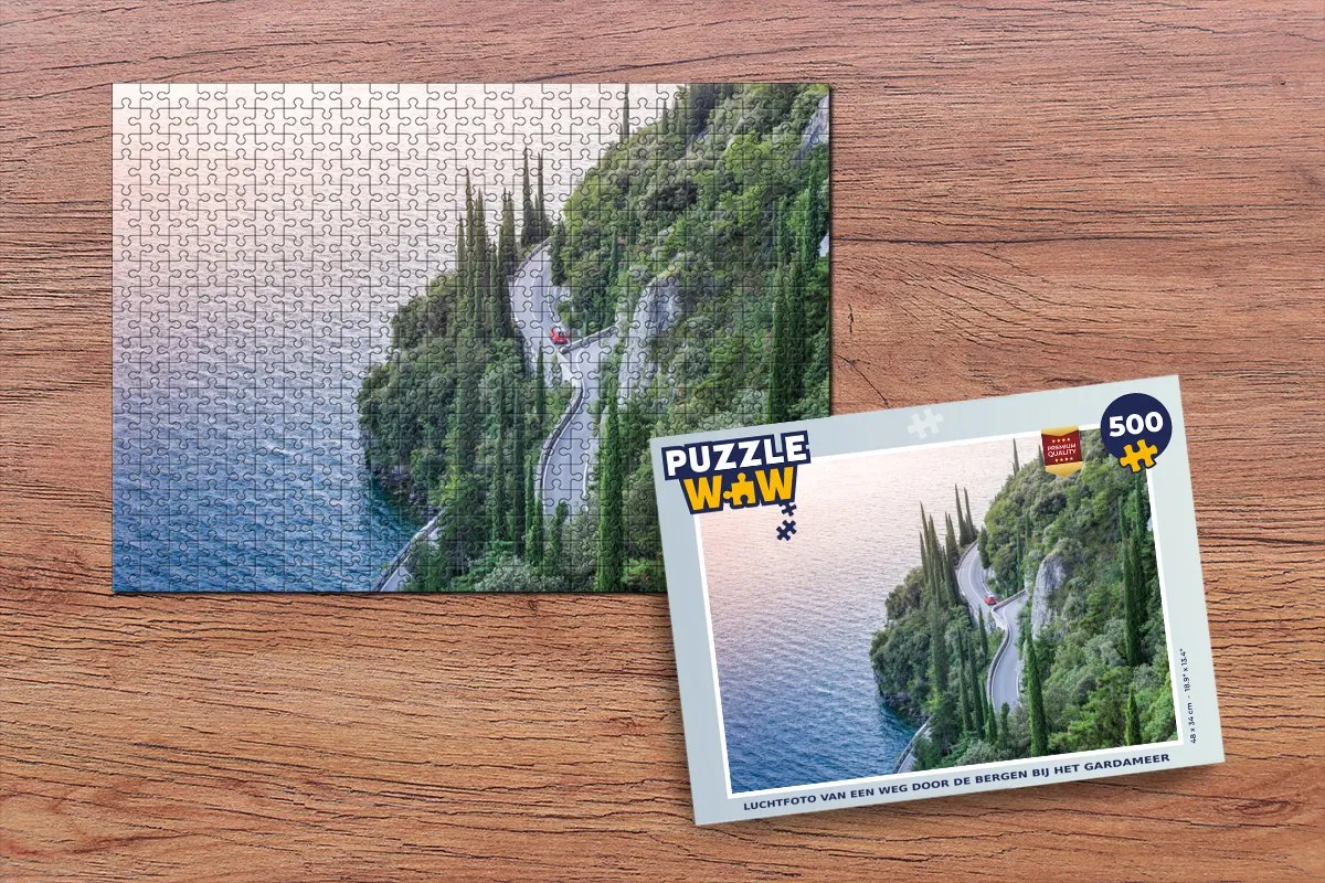 PuzzleWow Gardameer Weg Bergen Legpuzzel 500 Stuks - Multicolor