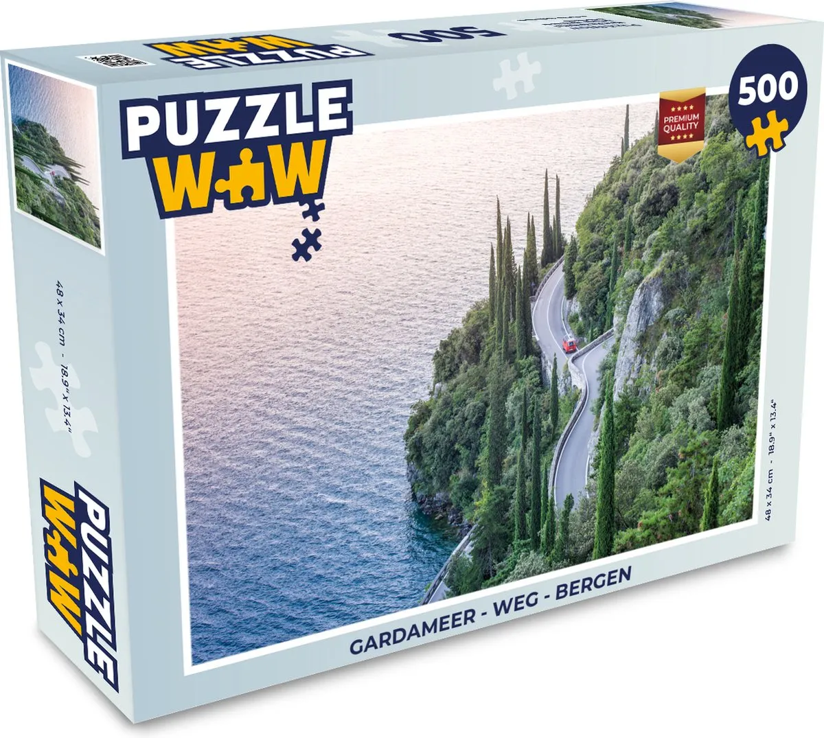 PuzzleWow Gardameer Weg Bergen Legpuzzel 500 Stuks - Multicolor