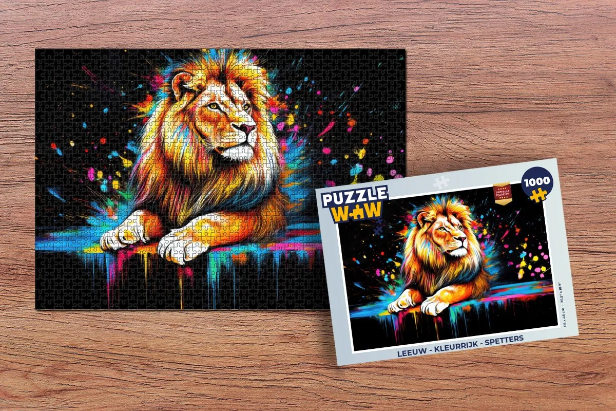 PuzzleWow Leeuw Legpuzzel 1000 Stuks - Kleurrijk