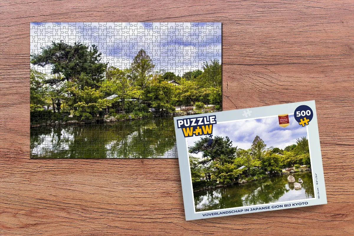 PuzzleWow Vijverlandschap Japanse Gion Kyoto Legpuzzel 500 Stuks - Multicolor
