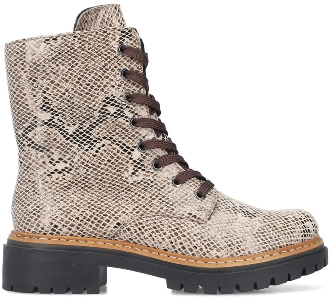Rieker Veterboot 72627-64 Beige Slangen Print