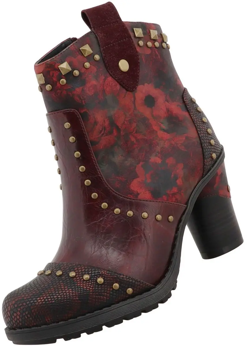 Mustang dames enkellaarsjes rood 15M0162012/bordo-multi