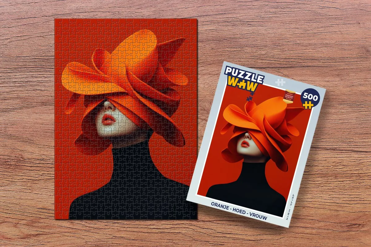 PuzzleWow Oranje Hoed Vrouw Legpuzzel 500 Stuks - MPN 8721172697509
