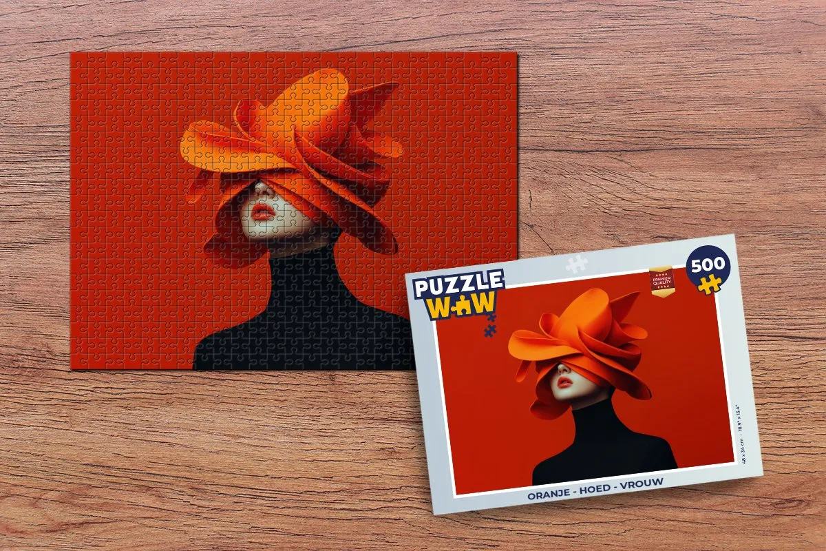 PuzzleWow Oranje Hoed Vrouw Legpuzzel 500 Stuks - MPN 8721172697509
