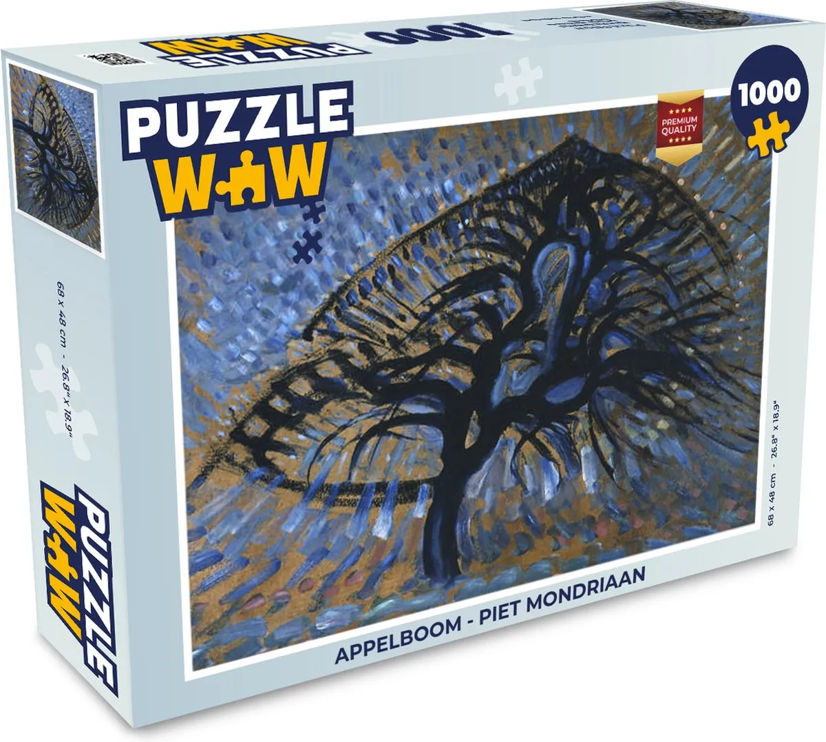 PuzzleWow Appelboom - Piet Mondriaan Legpuzzel 1000 Stuks - Multicolor