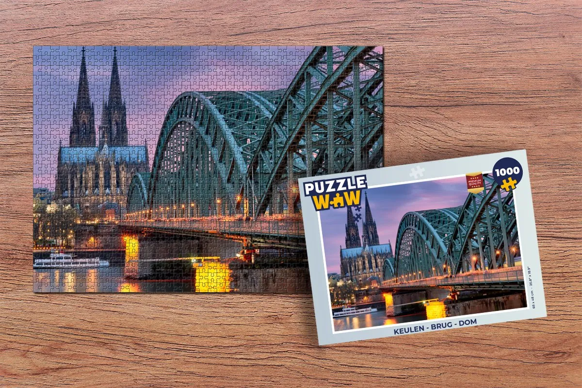PuzzleWow Keulen Brug Dom Legpuzzel 1000 Stuks - Multicolor