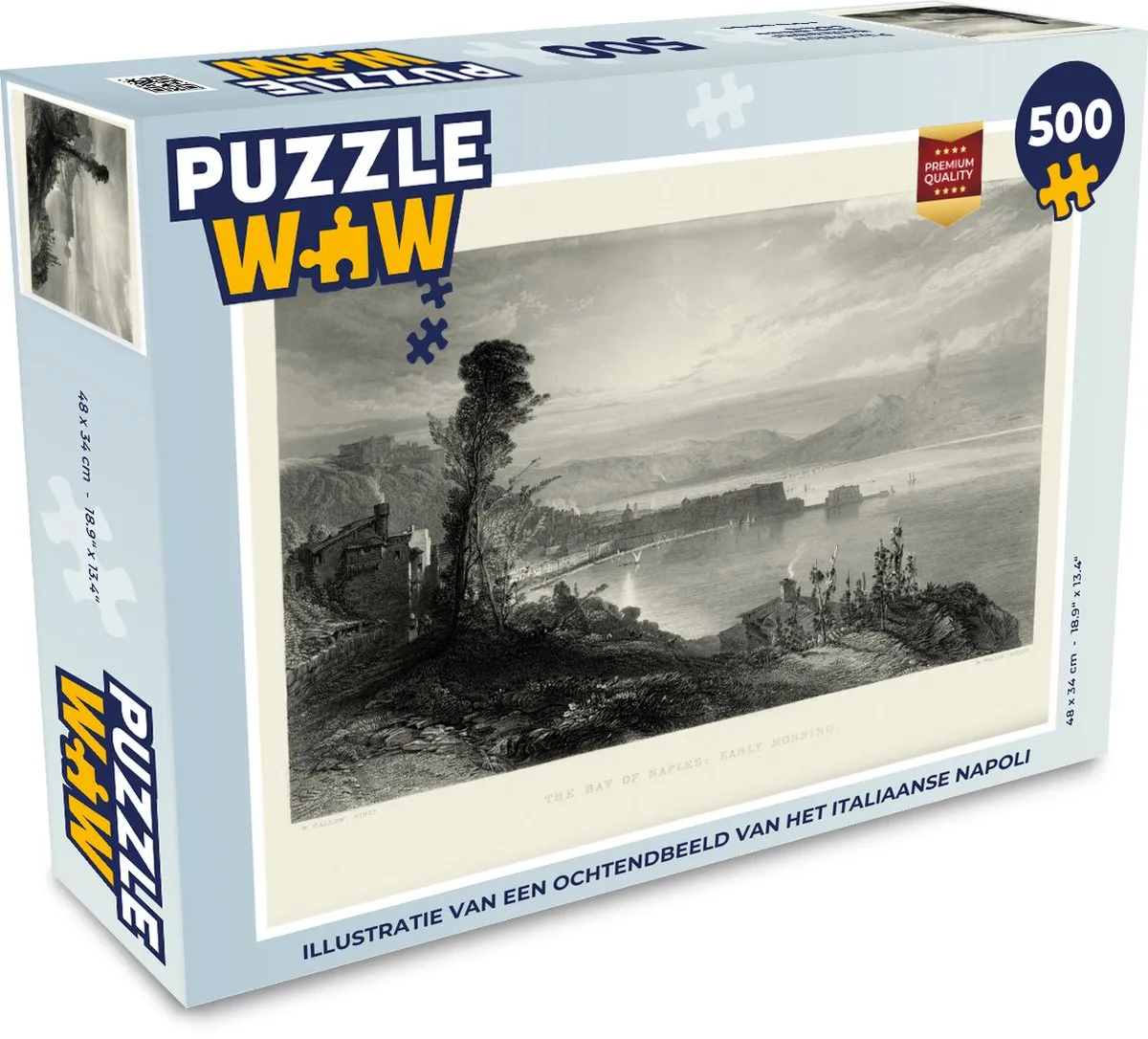 PuzzleWow Napoli Ochtendbeeld Legpuzzel 500 Stuks - Multicolor