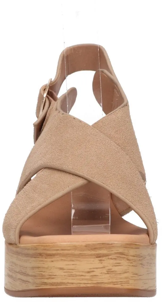 La Strada Platform Sandaal - Beige Leer - Maat 39