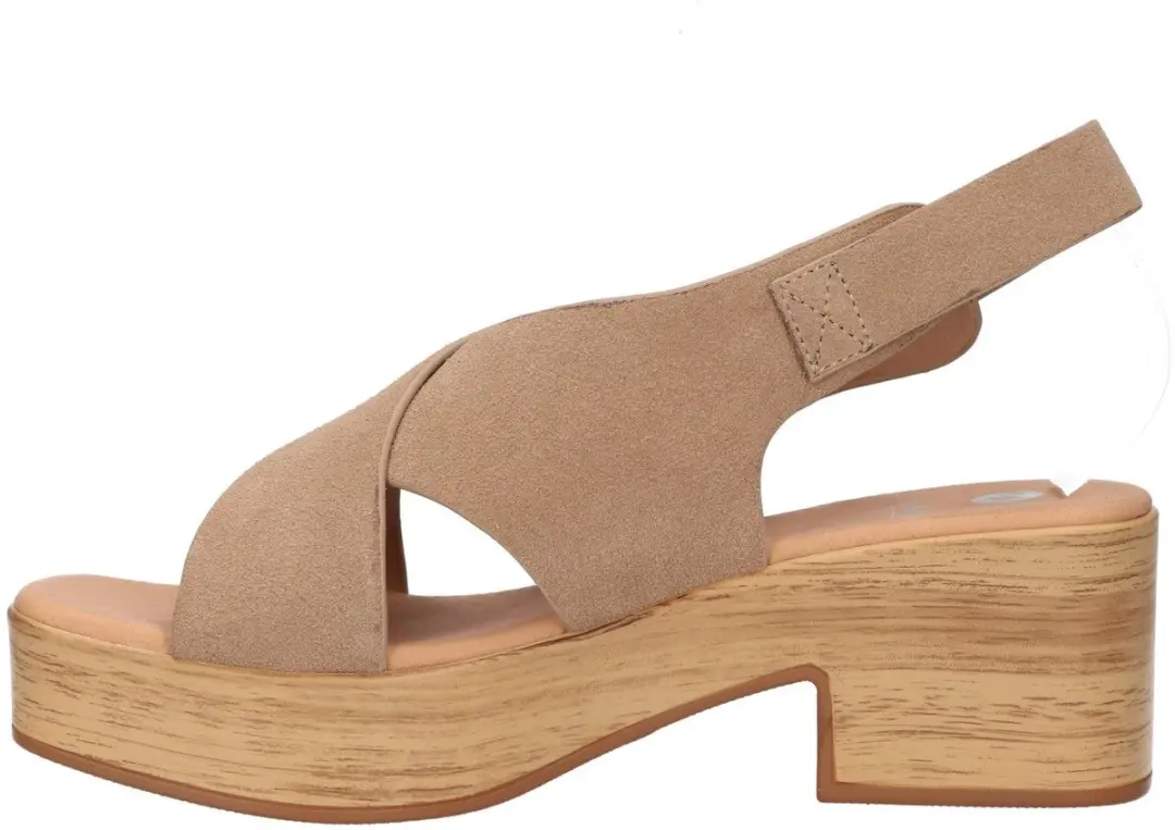 La Strada Platform Sandaal - Beige Leer - Maat 39