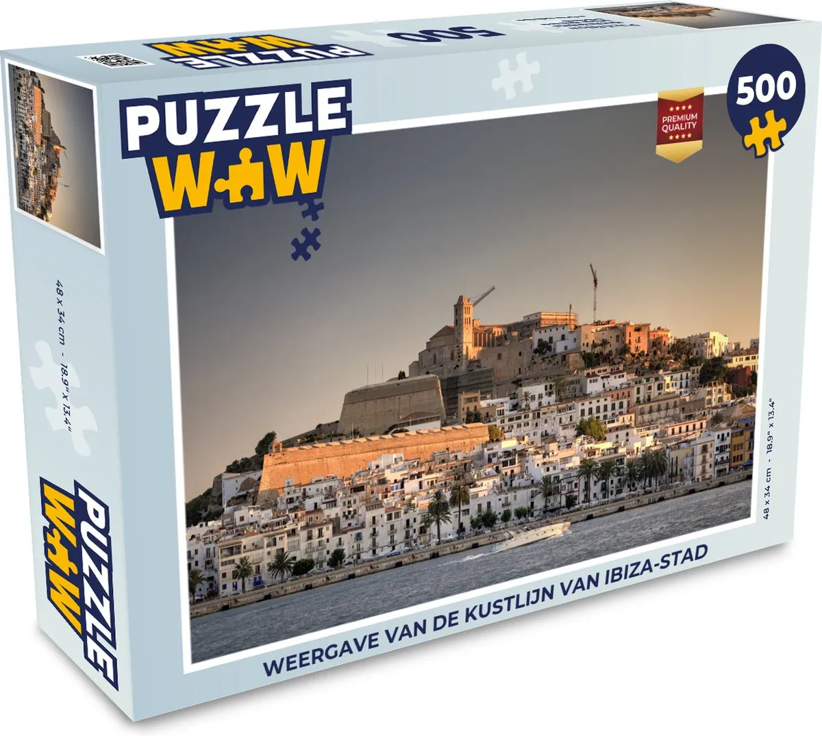 PuzzleWow Ibiza-stad Legpuzzel 500 Stuks - Multicolor