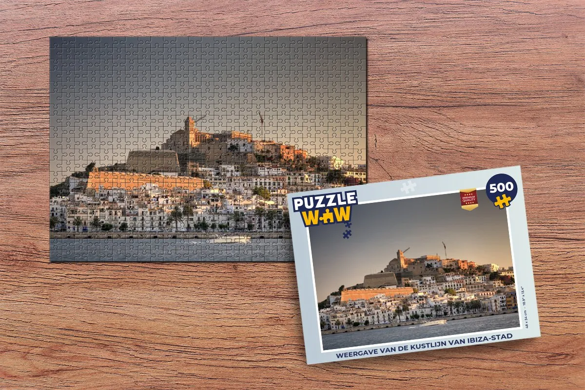 PuzzleWow Ibiza-stad Legpuzzel 500 Stuks - Multicolor