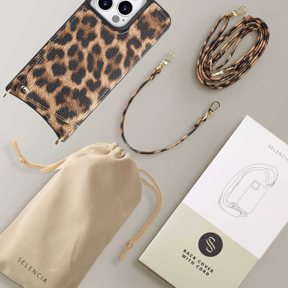 Selencia Hoesje iPhone 14 Pro Leopard - 2 Pasjes - afbeelding 6 van 6