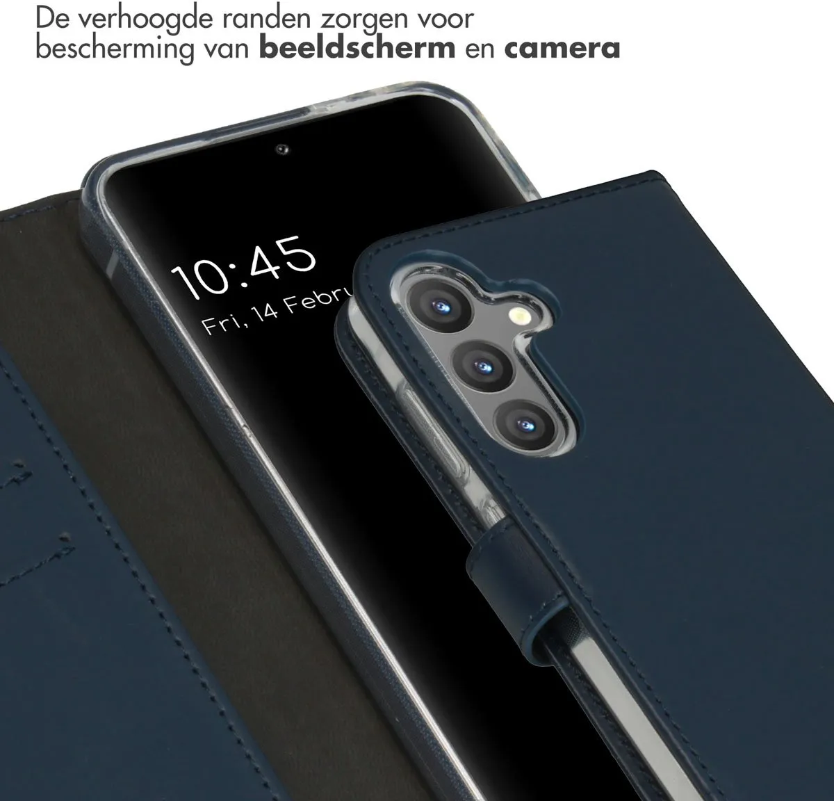 Selencia Hoesje Samsung Galaxy S24 - Donkerblauw Lederen Bookcase - 3 Pasjes