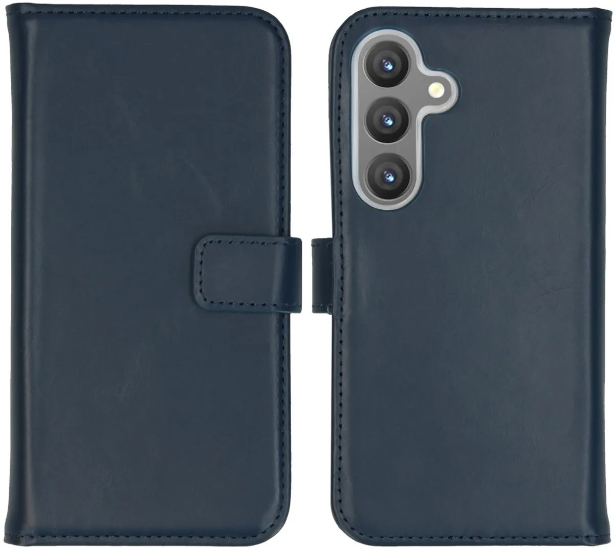 Selencia Hoesje Samsung Galaxy S24 - Donkerblauw Lederen Bookcase - 3 Pasjes