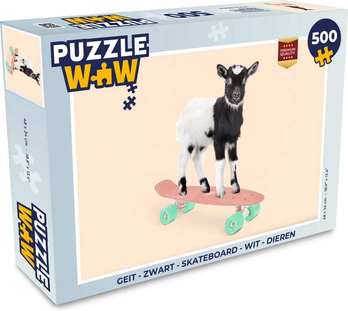 PuzzleWow Geit Skateboard Legpuzzel 500 Stuks - Multicolor