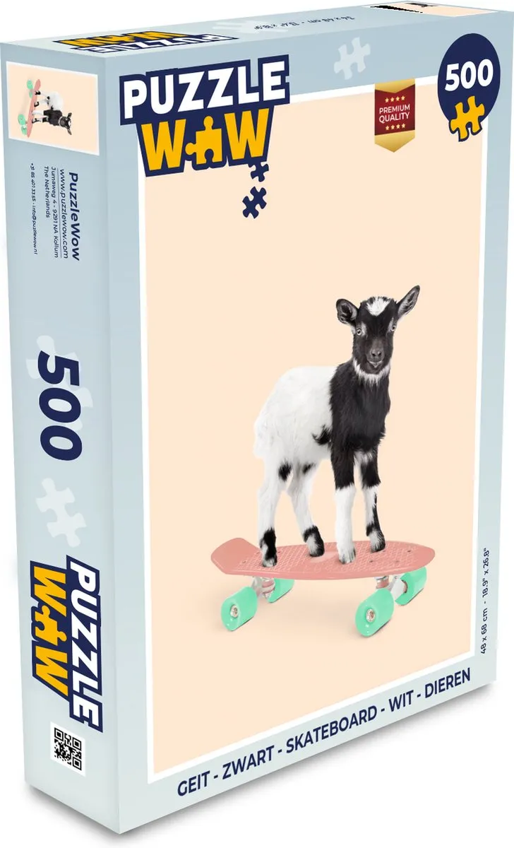 PuzzleWow Geit Skateboard Legpuzzel 500 Stuks - Multicolor