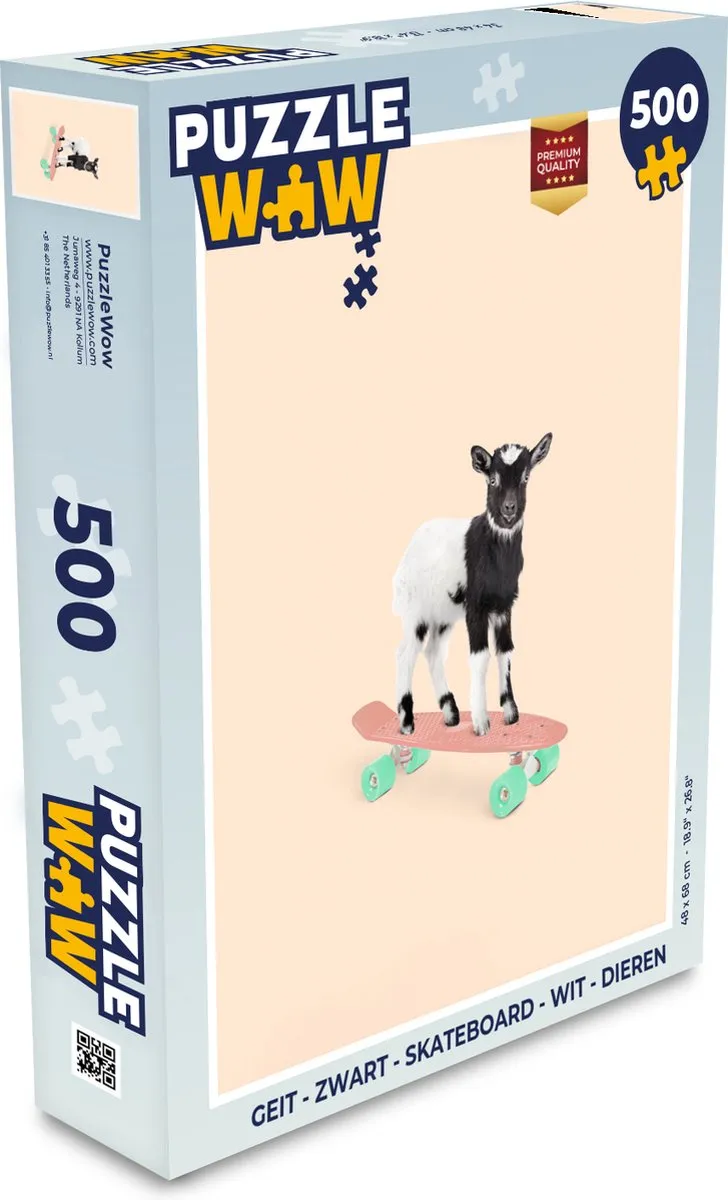 PuzzleWow Geit Skateboard Legpuzzel 500 Stuks - Multicolor