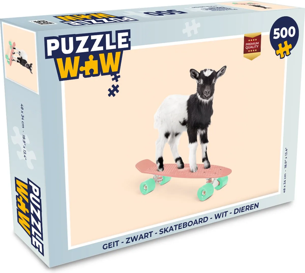 PuzzleWow Geit Skateboard Legpuzzel 500 Stuks - Multicolor