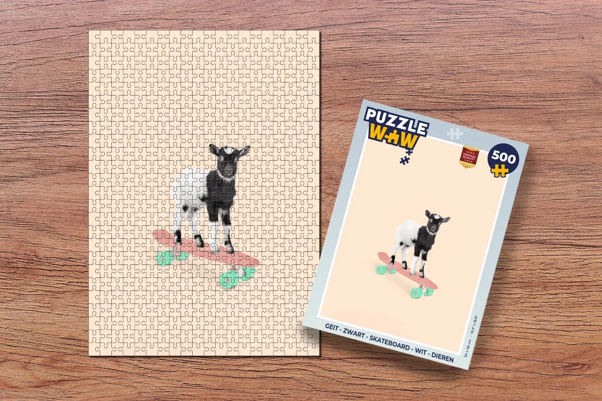 PuzzleWow Geit Skateboard Legpuzzel 500 Stuks - Multicolor