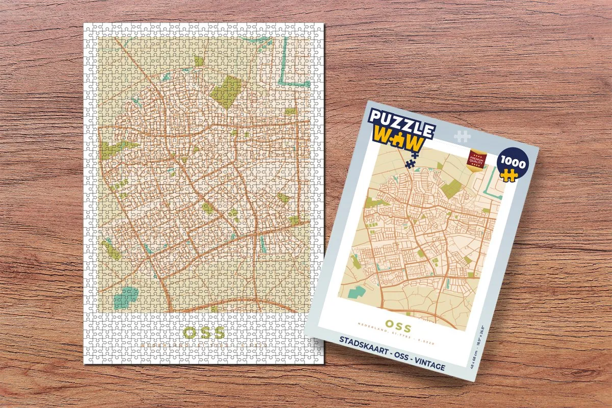 PuzzleWow Stadskaart Oss Vintage Legpuzzel 1000 Stuks - Multicolor