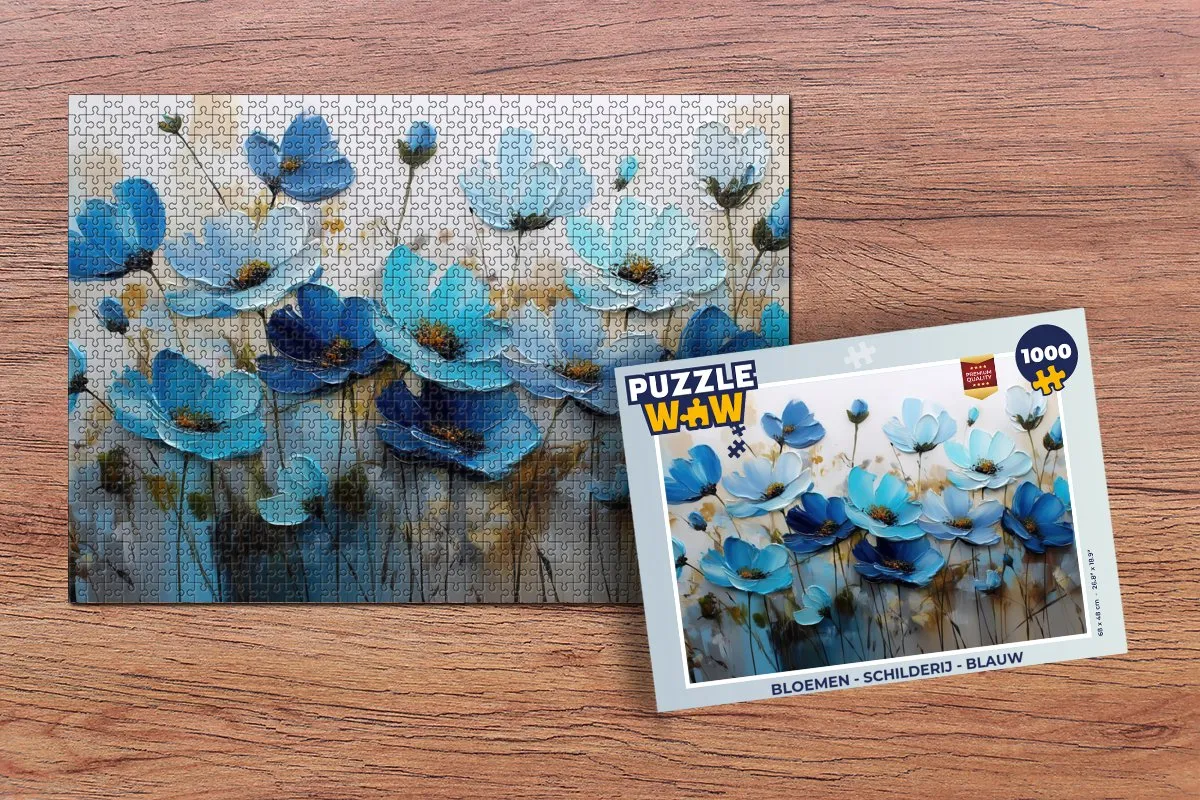 PuzzleWow Bloemen Legpuzzel 1000 Stuks - Blauw