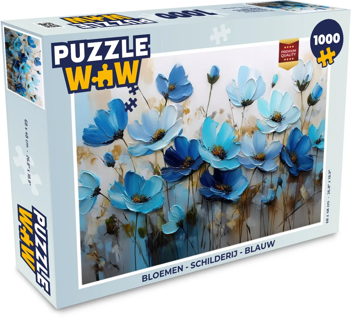 PuzzleWow Bloemen Legpuzzel 1000 Stuks - Blauw