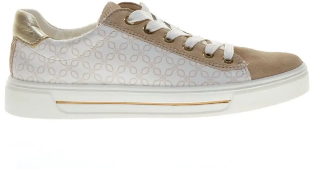 Beige Witte Lederen Sneaker Met Veter Van Ara maat 41
