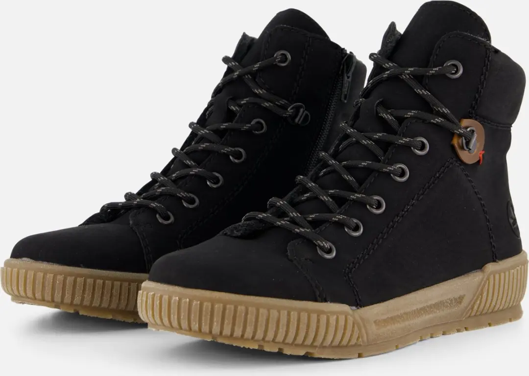 Rieker Veterboots zwart Nubuck