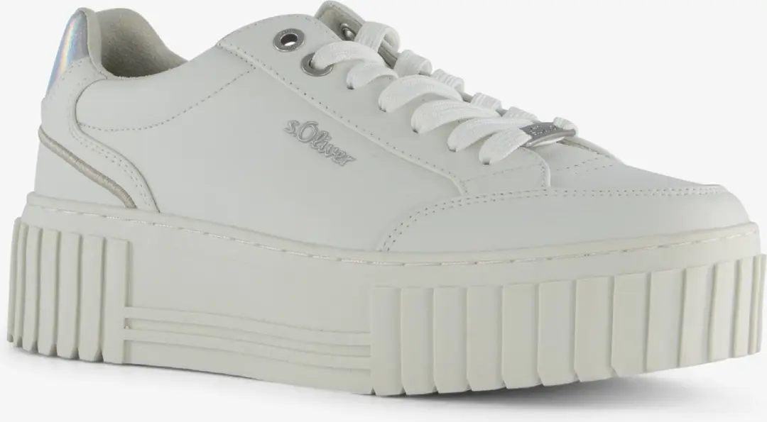 s.Oliver dames sneakers met plateauzolen wit