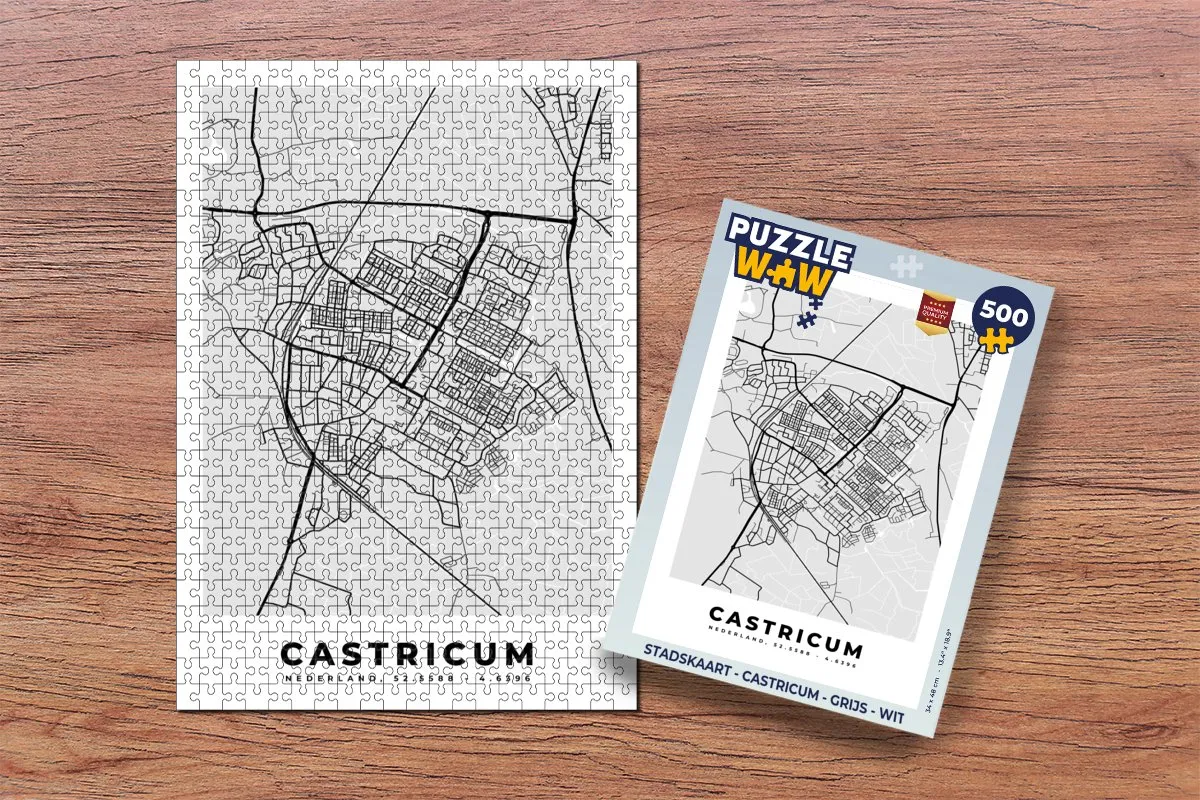 PuzzleWow Stadskaart Castricum Legpuzzel 500 Stuks - Multicolor