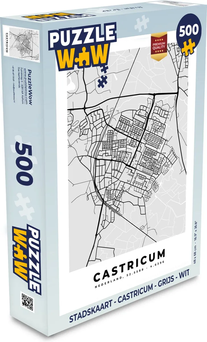 PuzzleWow Stadskaart Castricum Legpuzzel 500 Stuks - Multicolor