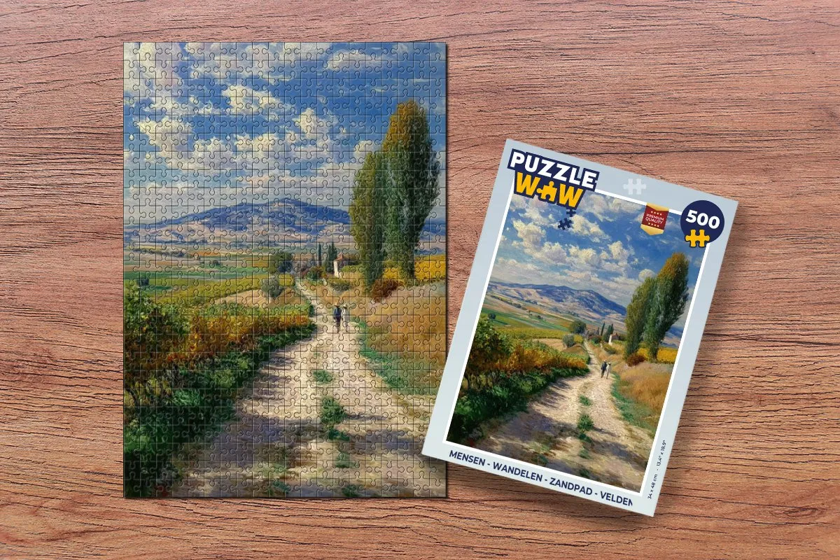 PuzzleWow Wandelen Zandpad Velden Bergen Legpuzzel 500 Stuks - 8721406851820